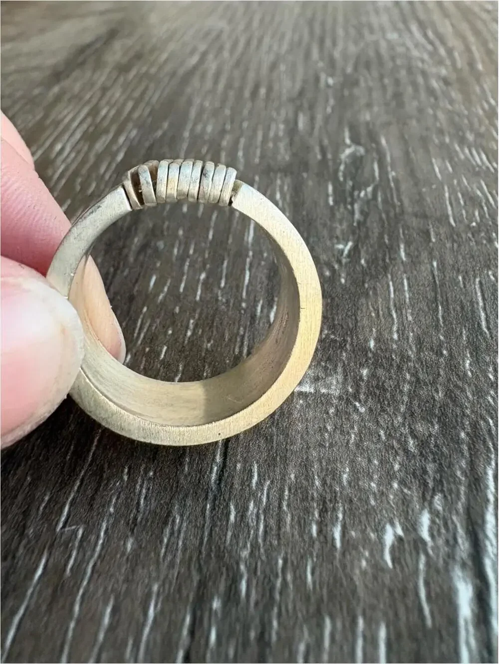 Vintage Sterling-Style Silver Textured Band Ring - Size 9